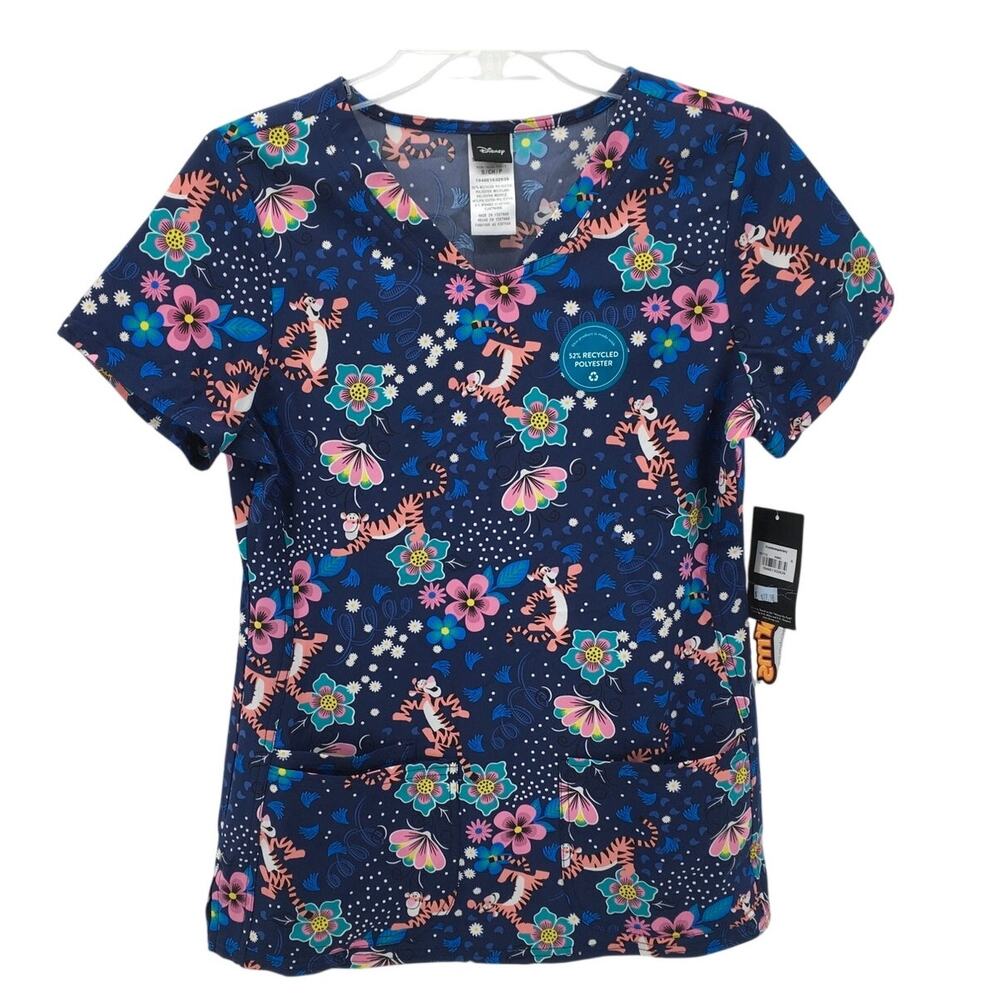 Cherokee Tooniforms Disney NWT Tigger Bounces Scrub Top V neck Small Nursing